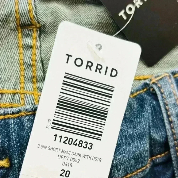 NWT Torrid Vintage Stretch Dark Wash Raw Hem Distressed Denim Shorts Size 20 - Picture 14 of 16